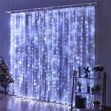 Lampu Hias Tirai LED, Cahaya Putih, Bertenaga Baterai, Untuk Pernikahan, Natal, Tahun Baru, Hari Valentine, Kamar, Ruang Tamu, Dekorasi Rumah - Lampu tirai kotak baterai - View 5