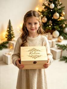 Custom Engraved Wooden Keepsake Box, Personalized Name & Date Storage Box, Gift Box For Birthday Holiday Back‑To‑School Thanksgiving, Memory Box - Multicolor - View 3