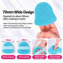 3 Packs, YAOZHI Facial Cleansing Sponges Set (Super Washable), Cleansing Puff, Colorful Facial Sponges For Face Wash, Reusable Makeup Remover Exfoliating Pads For Daily Cleansing - Hot Pink - View 6