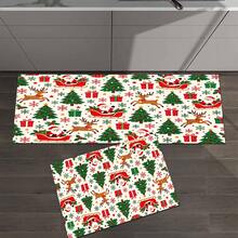 Reindeer Christmas Print Long Runner Rug, Indoor Home Decor, Kitchen Long Mat, Entryway Doormat, Hallway Entrance Decor, Bedroom Bedside Rug, Living Room Rug, Laundry Room Mat, Bathroom Bath Mat, Suitable For Apartment, Dorm And Home Daily Decor - Multicolor - View 5