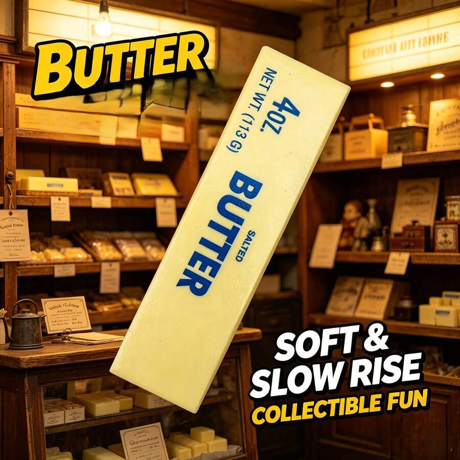 12pcs 4oz Realistic Butter Squishy Toy – Soft Anti-Stress Fidget Stick For Teens & Adults, Slow-Rising Sensory Stress Relief Toy, Funny Gag Gift For Autism Or Prank