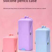 Hộp bút silicon đứng đa năng, có thể dùng làm giá đỡ điện thoại, hộp lưu trữ dung tích lớn cho học sinh, văn phòng phẩm, mỹ phẩm, tai nghe, trang sức - Nhiều màu - Xem 5