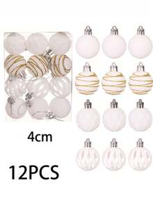 12PCS Red Plush-Texture Christmas Ornament-An Outdoor/Patio Christmas Tree Decoration Perfect For Creating A Festive "Winter Wonderland" Atmosphere; Suitable For New Year And Christmas Decor, Home And Garden Styling, And Holiday Table Settings. - Multicolor - View 15
