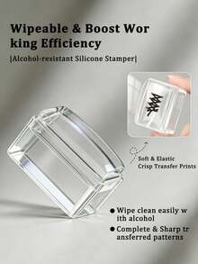 Square Nail Art Stamping Head, Transparent Acrylic Shell, Silicone Printing Surface With Moderate Softness, Clean Full Transfer Of Large Patterns Without Distortion, Square Head For Easy Alignment On Nails, Includes Transparent Scraper For Easy Glue Application And Removal, Complete Set With Steel Plate, Scraper, And Stamping Head, Square Handle For Comfortable Grip, Detachable Head For Easy Replacement, Press Steel Plate Onto Nails For Quick Image Transfer In Seconds, Much Easier Than Hand Painting, Beginner Tool For DIY Nail Art, Essential First Purchase For New Users - Multicolor - View 6