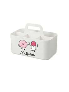 Minimalist 5-Compartment Carry-Along Storage Box With Various Pill-Motif Prints And Large Capacity, Stable Stackable Anti-Tip Design, Easy To Carry Large Capacity Portable Snack Box, Makeup Box, Office Desktop Organizer Basket, Kitchen Bathroom Handheld Basket - Multicolor - View 11