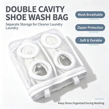 Mesh Shoe Laundry Wash Bag, 2 Pocket Anti-Scratch Shoe Washing Bag With Hanging Loop, Reusable Shoe Protector Bag For Washing Machine, Durable Breathable Sneaker Cleaning Pouch For Travel Gym Sports Outdoor Household Christmas Gift - View 5