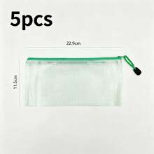 1/5/10PCS A6 Mesh Zipper File Bag, Folder, Minimalist Waterproof Durable Desktop Parts Storage Bag, Student Stationery Storage, Pencil Case, Cosmetic Storage, Parts Organization And Classification Office Supplies Learning Supplies - Green - View 12