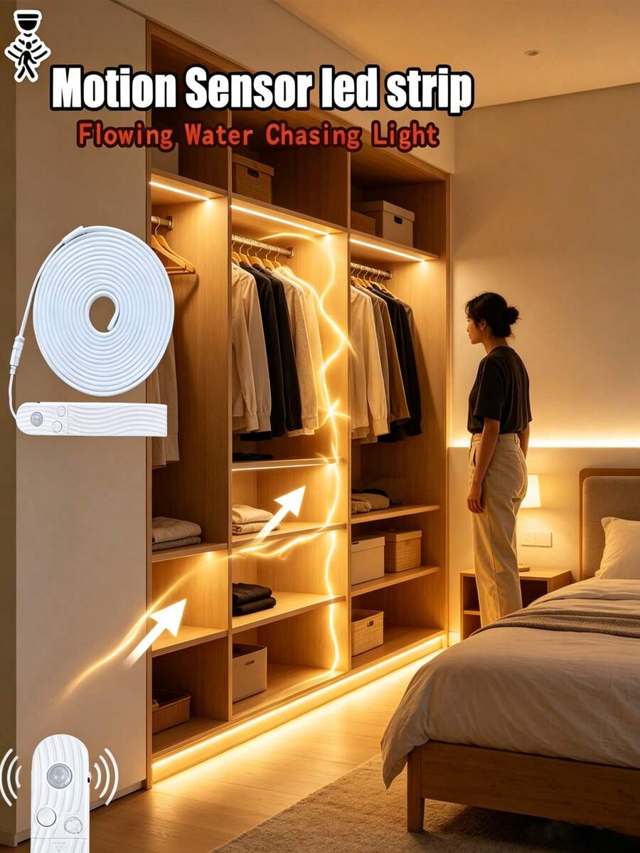 Neon LED Motion Sensor Step Light, White Neon Light Strip,USB Interface,Adjustable Length 1-5m,Suitable For Stairs,Hallway,Balcony,Wedding Decoration, Indoor/Outdoor,Stair Lighting | Modern Lighting Design | Flexible Neon Light Strip,Stair LED Light