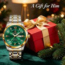 1pc Luxurious Men's Luminous Waterproof Double-Calendar Stainless Steel Quartz Watch, For Daily Wear, Business, Birthday, Gift, Souvenir, Christmas - Multicolor - View 9