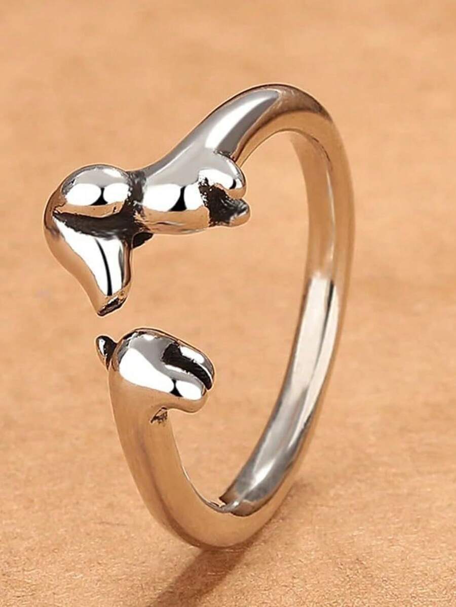 1pc Fashionable Ring Women Wedding Engagement Party Jewelry Valentine's Day Gift - Silver - View 1