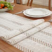 1pc Bohemian Style Tablecloth, Home Dining Table Decor Table Runner, Farmhouse Vintage Tablecloth Decor, Suitable For Living Room, Holiday, Bridal Shower Gift - White - View 4