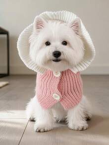 PETCIRCLE 1PC Pet Clothes Small Dog Puppy Cat Cute Soft Breathable Not Stuffy Knit Hat With Frill Trim - Pink - Pink - View 1