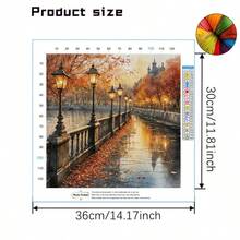 Christmas Decorations 1 Set 36*36cm/14.17*14.17inch Autumn Embankment Semi-Finished Cross Stitch Kit, DIY Needlework Materials, 11CT Printed Cross Stitch Decor Painting, Creative Handmade Gift, Full Home Decor Craft Set, Frame Not Included - Autumn Embankment - View 6