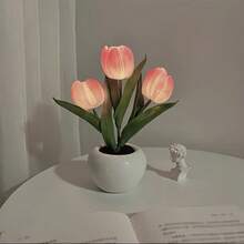 3pcs Tulip Lamp, LED Artificial Flower Bedside Lamp, USB Powered Flower Bouquet, Romantic Atmosphere Light For Bedroom, Suitable For Bedroom, Birthday Gift, Home Decor - 1 - View 7