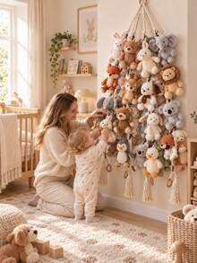 Hanging Storage Organizer Rack, Baby Room Wall-Mounted Rope Display Shelf, Baby Room Decorative Plush Doll Collection Rack, Multi-Layer Hanging Shelf - Doll Lanyard - View 3