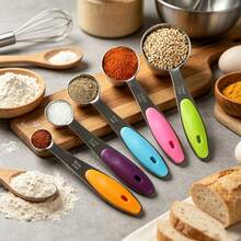 5/8PCS Colorful Stainless Steel Measuring Cups/Spoons, With Clear Markings, Suitable For Dry Or Liquid Ingredients, Cooking Accessories, Baking Essentials, Modern Kitchen Tools, Kitchen Utensils, High-Quality Spoons, Dry Ingredient Spoons - Multicolor - View 11