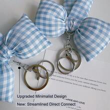 1pc Sweet Girl Heart Plaid Bow Keychain Bag Pendant Back To School Season - Multicolor - View 4
