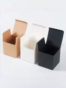 10pcs/20pcs/30pcs 10*10*10cm Gift Boxes, Small Gift Boxes, Black/White/Natural Kraft Paper Boxes With Lids, Suitable For Party Favors, Candle Packaging, Birthday, Wedding, Party Gift Decoration, Christmas Gift Decoration And Other Gift Boxes, Garden - Multiple Styles - View 2