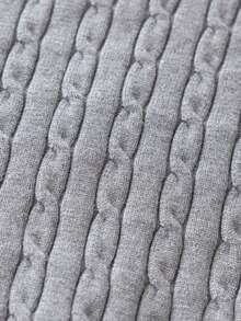 2pcs/Set Girls' School Style Solid Color Cable Knit Hooded Cardigan Sweater And Solid Color Knitted Long Pants, Suitable For School, Daily Wear, Casual, Spring, Autumn, Winter - Grey - View 11