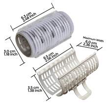 Jamshore 3pcs/Set Ceramic Hair Rollers With Clips Hair Curlers Of Aluminum Thermal Core Heatless Overnight Curls Frizz-Free Hook & Loop Volumizing Rollers For Women - Grey - View 3