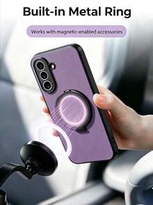1pc Purple Ratchet Click Stress Relief Phone Case Cover, Adjustable Large Ring Stand Phone Case Compatible With Apple 13, Portable Anti-Drop Apple 17 Pro Max Phone Case, Fashion Apple 16 Phone Case Shell, Android Smartphone Protective Case, Versatile Phone Case, Comfortable Leather Phone Accessory Compatible With Samsung Galaxy A17, Practical Honor Phone Accessory - Purple - View 4