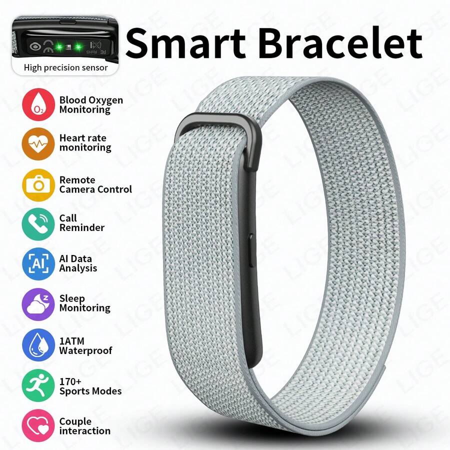LIGE Fashionable New Smart Bracelet, Screen-Less Design, Waterproof, Multiple Exercise Modes, Exercise Tracking Records, Sleep Monitoring - View 1