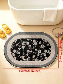SANJIANGDI 1pc Elegant Floral Pattern Oval Shape Kitchen Mat, 0.6mm Faux Cashmere Material, Soft And Machine Washable, Suitable For Kitchen, Hallway, Bathroom, Living Room, Outdoor Entrance, And Toilet, Usable Year-Round And Adaptable To Various Occasions. - Multicolor - View 14