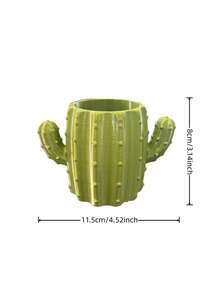 1pc Green Cactus Shaped Flower Pot, Pen Holder, Large Capacity Storage Space, Stable Base, Not Easy To Tip Over, Study Office Desk Surface Decoration, Suitable For Office Housewarming Gift - Cactus - View 12