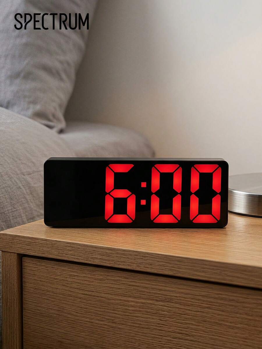 1 قطعة ساعة منبه رقمية LED لغرفة النوم والسرير، عرض 12/24 ساعة درجة الحرارة والتاريخ والغفوة والتحكم في الصوت 2 مستويات سطوع قابلة للتعديل، تعمل ب- USB والبطارية مثالية لديكور غرفة المعيشة والمكتب (البطاريات غير مشمولة) - متعدد الألوان - مشاهدة 1