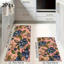 Pink Background Blueberry Print Long Runner Rug, Home Indoor Decor, Kitchen Runner, Entryway Mat, Hallway Entrance Decor, Bedroom Bedside Rug, Living Room Rug, Laundry Room Mat, Bathroom Mat, Suitable For Apartment, Dorm And Home Daily Decor - Multicolor - View 15