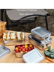 1pc Stainless Steel Lunch Box, Leak-Proof Clip-Lock Food Storage Container, Portable Metal Bento Box, Suitable For Work, School, Picnic, Reusable Meal Prep Container - Multicolor - View 11