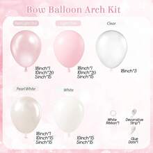 139pcs Pink Bow Balloon Arch Kit With Clear Light Pearl Pink And White Balloons For Coquette Bow Themed Bridal Babyshower Wedding Birthday Party Decorations - Multicolor - View 2