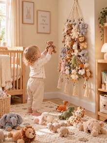 Hanging Storage Organizer Rack, Baby Room Wall-Mounted Rope Display Shelf, Baby Room Decorative Plush Doll Collection Rack, Multi-Layer Hanging Shelf - Doll Lanyard - View 7