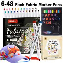 6-48 Colors Fabric Marker Pen Set, Fine Tip Fabric Painting Pens Suitable For Clothes, Textiles, T-Shirts, Fabric Bags, Hats, DIY Handicrafts, Clothing - Fabric Markers - View 2