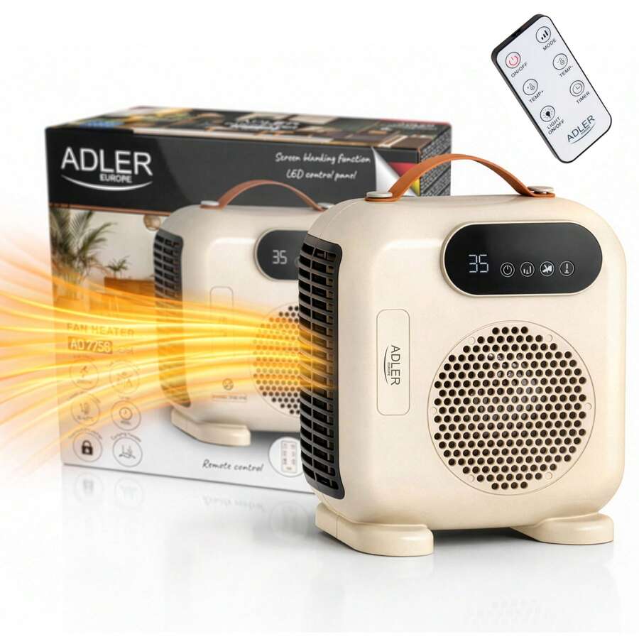 مدفأة كهربائية Adler بيج 2000 واط مع مؤقت وجهاز تحكم عن بعد - قابس اتحاد أوروبي نوع E (220 إلى 240 فولت) - مشاهدة 1