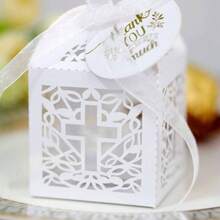 50pcs Candy Gift Boxes, Suitable For Baby Shower, Birthday, Baptism And Other Occasions, Also Can Be Used As Decorative Gift Boxes, Small Business Supplies, Packaging Boxes, Wedding Decor, Wedding Supplies, Gift Boxes, Wedding Supplies, Guest Favors, Wedding Reception Decor - White - View 7