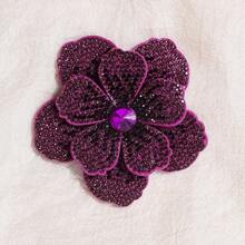 1pc Rhinestone Embellished Double Layer 5-Petal Flower Applique, Hand-Sewn DIY Clothing Trim Accessory, Suitable For Shoes, Hats, Bags, Hair Accessories - Multicolor - View 23