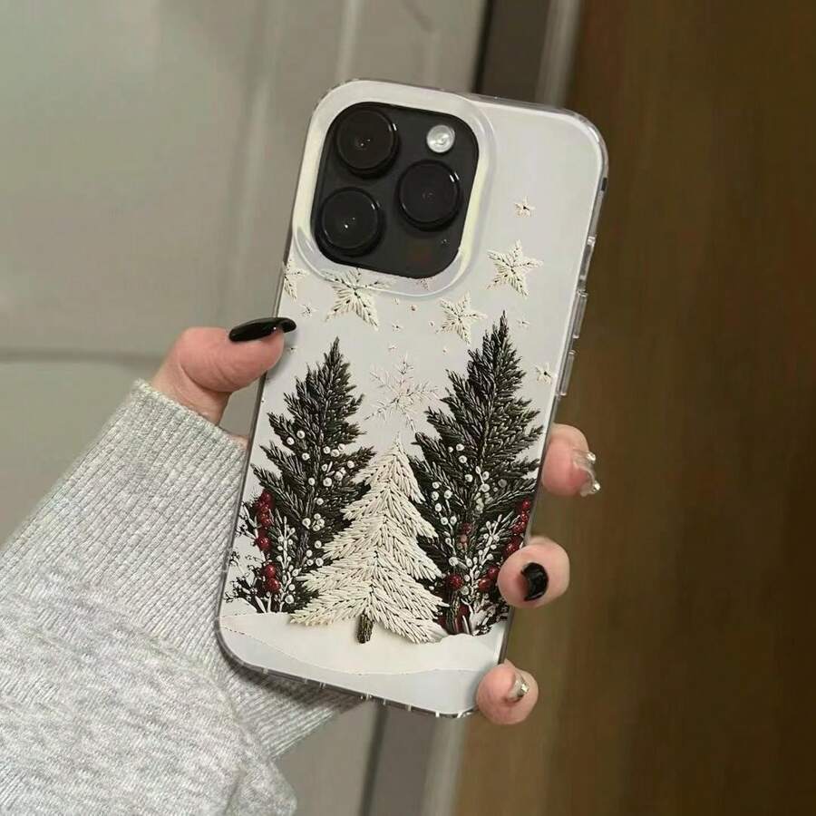 IMD Christmas Snowflake Phone Case Compatible With Iphone 17/16 Pro, 15/14/13, Double Layer, 12/11, Niche Style - White - View 1
