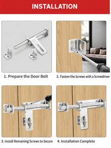 1pc 304 Stainless Steel Surface Mount Door Bolt Lock, Reversible Sliding Barrel Bolt, Heavy Duty Latch, Suitable For Wooden Doors, Main Doors, Cabinets, Sheds, Indoor And Outdoor Use - 1 PCS - View 11