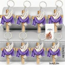 8pcs 2D Flat Acrylic Cross And Dove Keychains, Transparent Texture. Suitable As Backpack, Key Pendant, Unisex. Perfect For Religious Gatherings, Weddings, Baptisms, Etc. A Blessing Gift For Believers, Suitable For Personal Use Or Gifting To Friends And Family. - Peace Dove Set - View 6