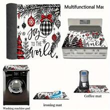 1pc 2D Christmas Absorbent Mat, Christmas Tree Pattern, Kitchen Countertop Absorbent Drying Mat, Coffee Machine Mat, Pour-Over Coffee Pot Mat, Dish Drainer Mat, Non-Slip Heat-Resistant Kitchen Mat, Dining Table Mat, Breakfast Mat, Washing Machine Mat, Home Kitchen Dining Table Coffee Shop Bar Decor Mat, Holiday Party Housewarming Gift - Multicolor - View 7