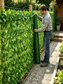 1 Piece Artificial Ivy Leaf Fence, Privacy Screen Roll, Simulated Plant Fence For Balcony, Patio, Garden, Wedding & Party Wall Decoration - 100*300cm - View 1