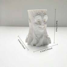Face Tree Stump Pen Holder Ornament, Size 3.15inch * 2.56inch * 2.6inch, Desktop Stationery Storage Ornament, Office Desk Decor Ornament - 1PC - View 2