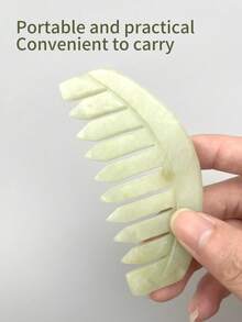INYUSUN 1pc Xiuyan Jade Gua Sha Comb, Jade Stone Skin Massage Relaxation Tool, Suitable For Head Care - Mint Green - View 4