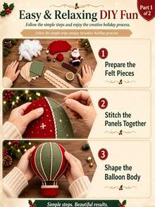Christmas Hot Air Balloon Hanging Decor DIY Set, 3D Hanging Decoration, Christmas Home Decor Handmade Craft, Suitable For Christmas Tree, Holiday Tree Gifts And Family Fun Activities - Multicolor - View 5
