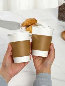 75pcs Coffee Cup Sleeves, Suitable For Hot Drinks, 25/50pcs Durable Corrugated Cardboard Cup Sleeves, Fits 12-24oz Cups, Beverage Insulation, Suitable For Both Hot And Cold Drinks - View 2