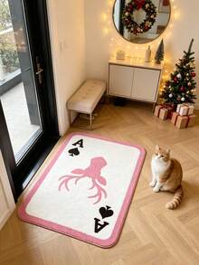 1pc Christmas Reindeer Ace Of Spades Doormat, Decorative Rug, Carpet, Living Room Rug, Bedroom Rug, Christmas Rug, Door Mat - Multicolor - View 2