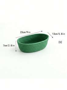 Cirelle 3pcs/1pc Large Capacity Oval Handwoven Storage Basket, Bohemian Style Rope Woven Basket, Suitable For Kitchen, Bathroom, Clutter, Bedroom, Living Room, Dorm, Desk, Vanity, Home Decor, Bathroom Storage, Also Suitable For Storing Snacks - Green - View 16