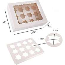 5pcs 12-Cavity White Cupcake Boxes With Clear Window & Pink Bow Ribbon, Disposable Bakery Dessert Carrier With Insert Tray, Ideal For Birthday Party, Baby Shower & Homemade Treat Gifting - White + Pink Ribbon [Set] - View 3