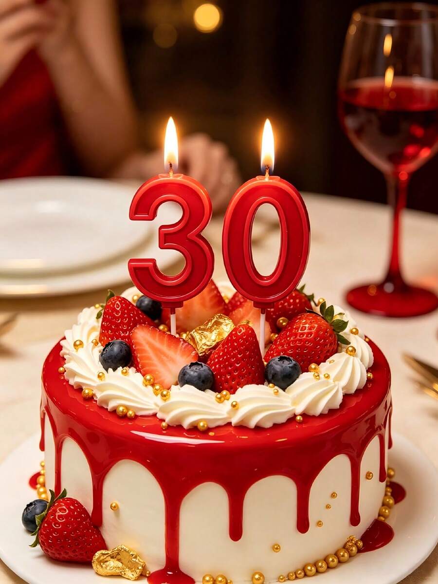 7cm Red Raised Big Number 0-9 Birthday Party Anniversary Cake Decorative Candles - View 1